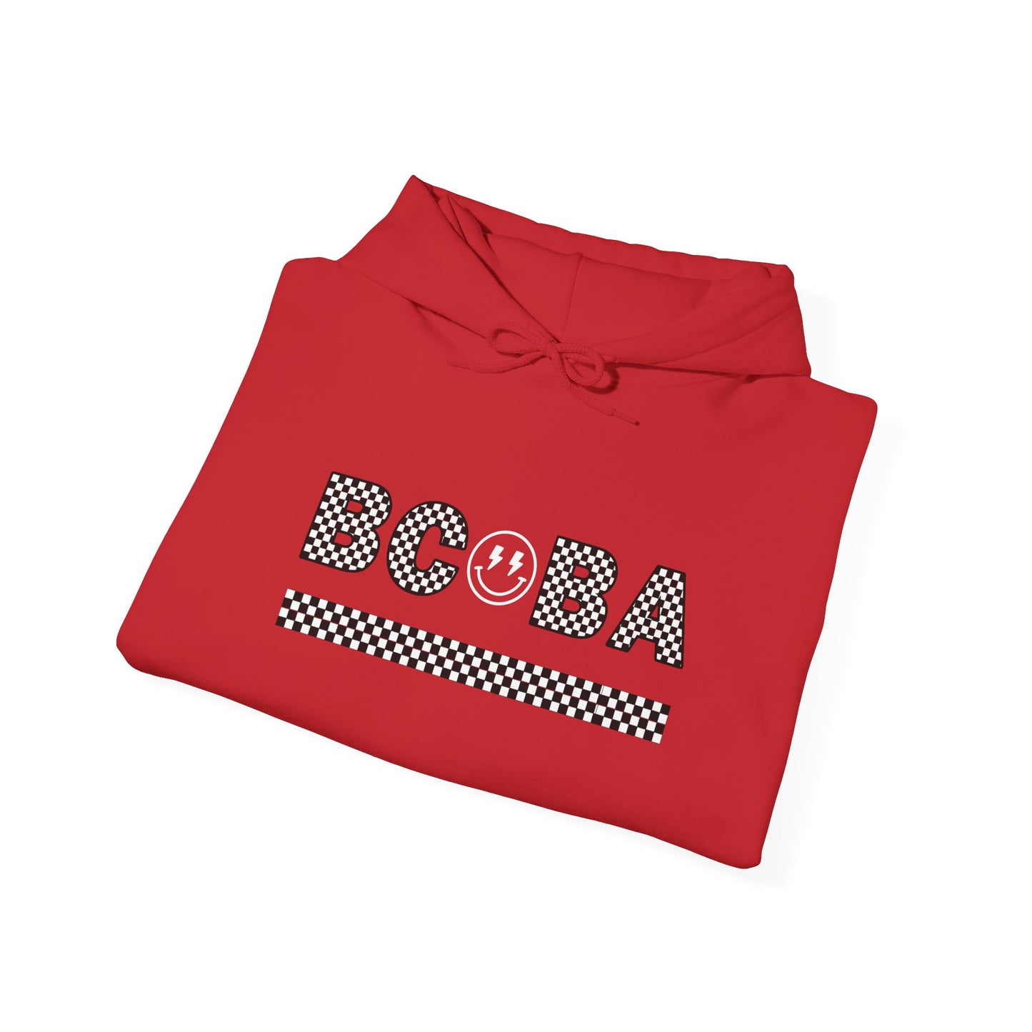 BCBA Smile Checkerboard Hoodie — Cute Bubble Tea Graphic Sweatshirt