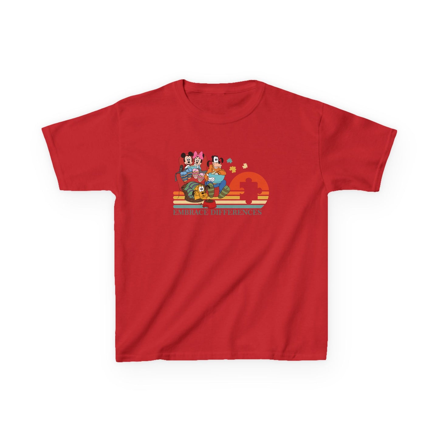 Kids Tee — Colorful Retro Animal Parade "I Embrace Differences"