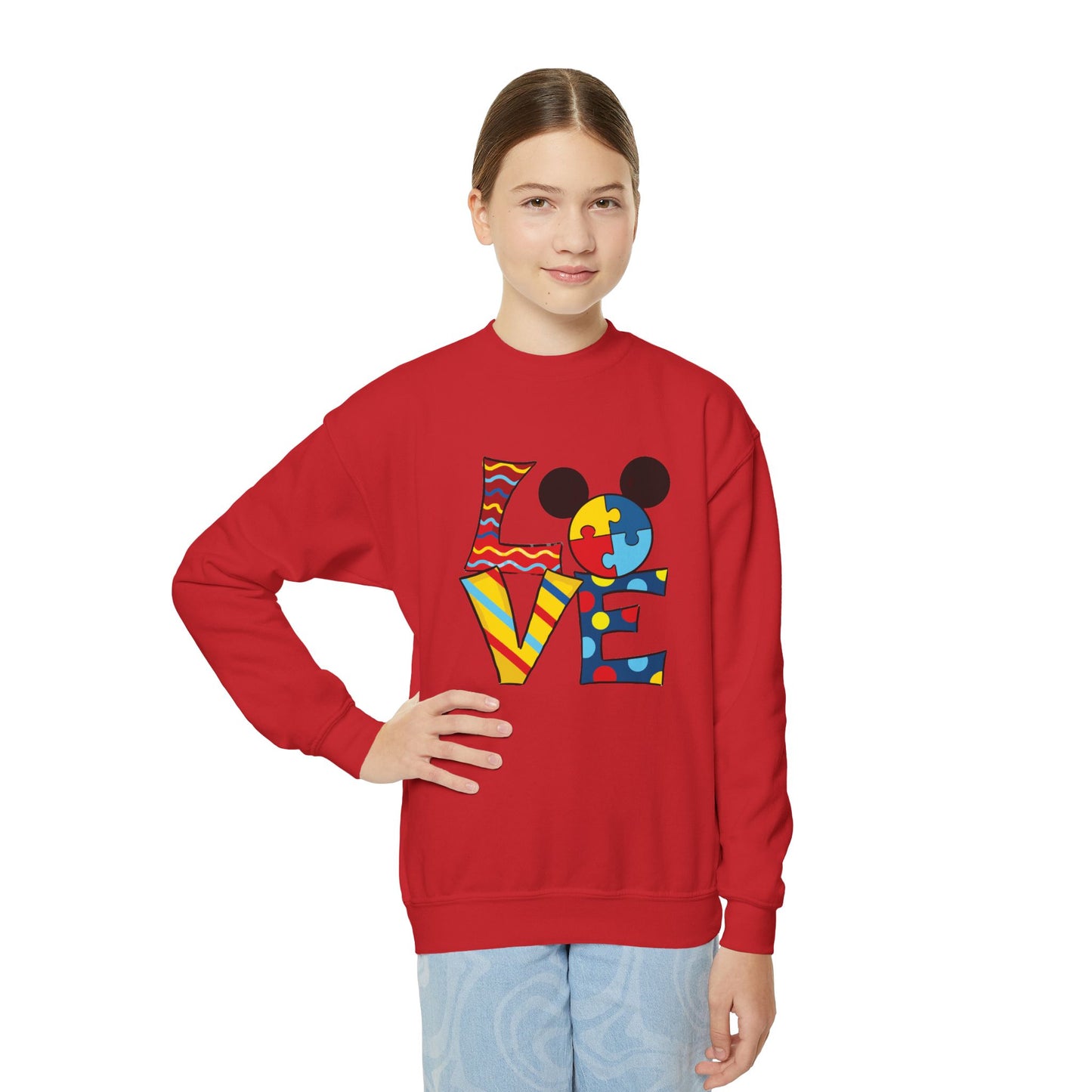 Colorful Love Puzzle Youth Crewneck Sweatshirt