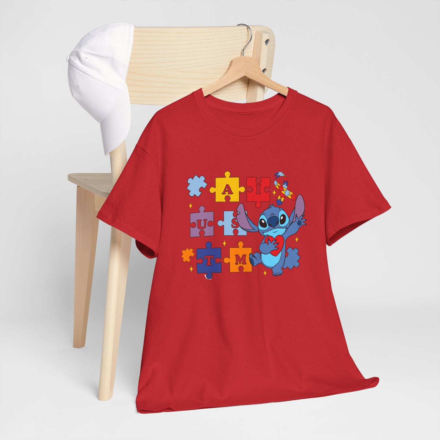 Autism Awareness Puzzle Heart Tee - Cute Blue Alien Character