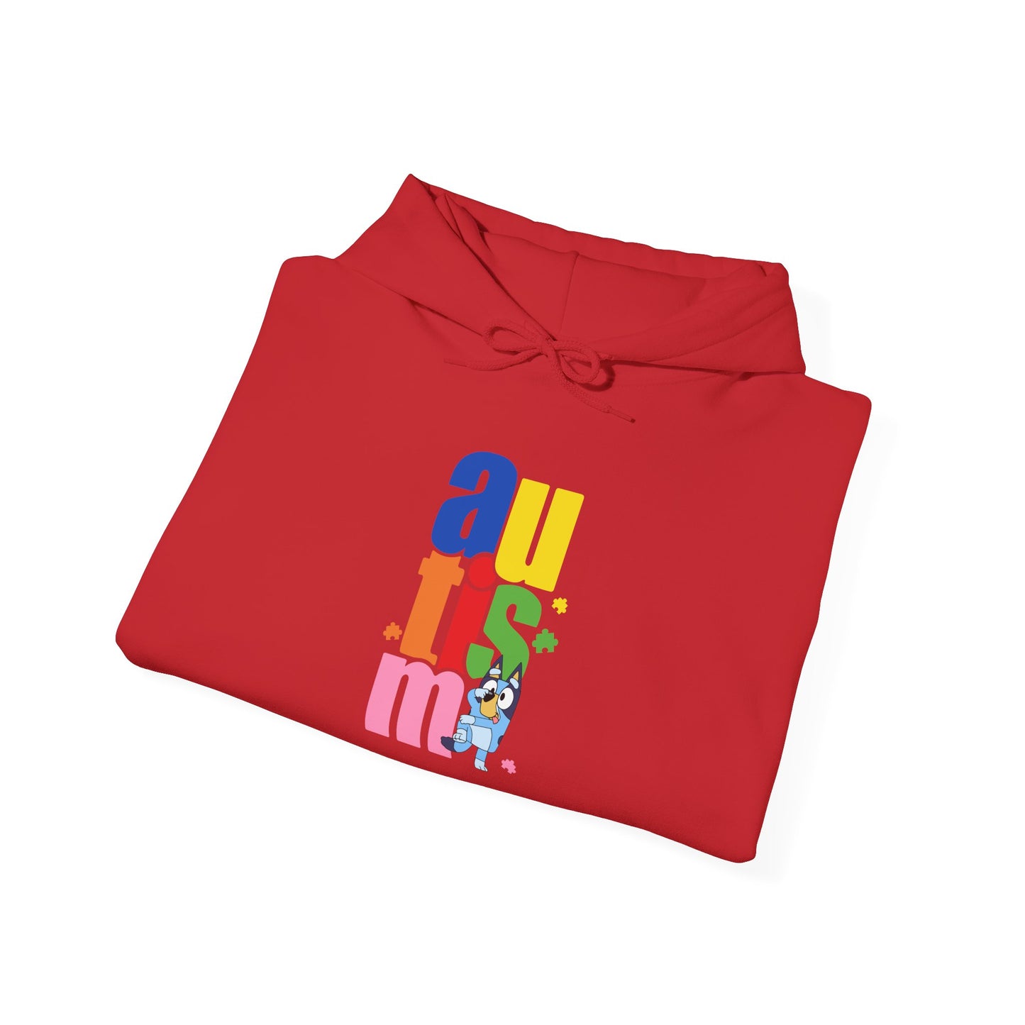 Autism Awareness Hoodie — Colorful Vertical “autism” Design