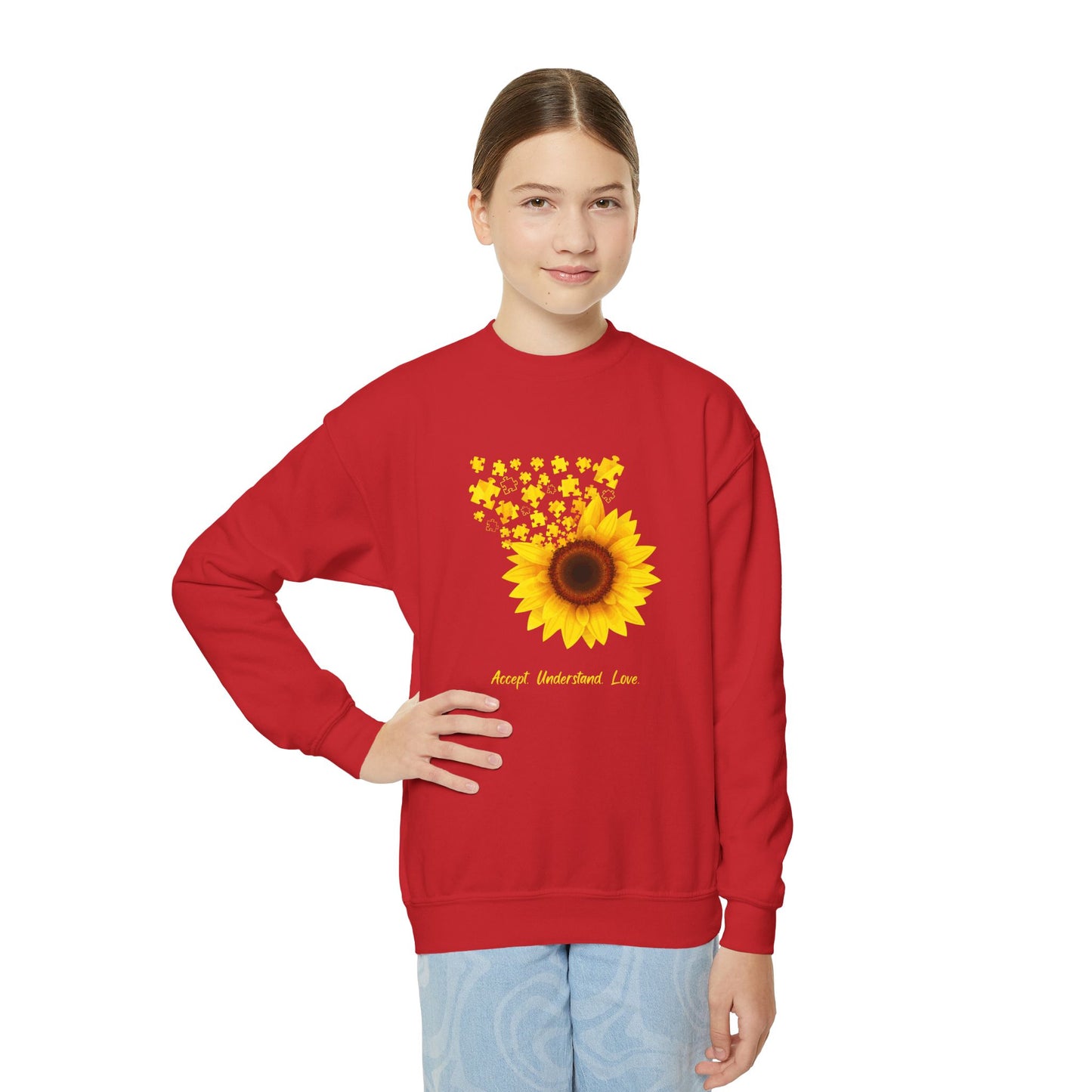 Sunflower Youth Crewneck Sweatshirt - Perfect for Spring and Everyday Wear