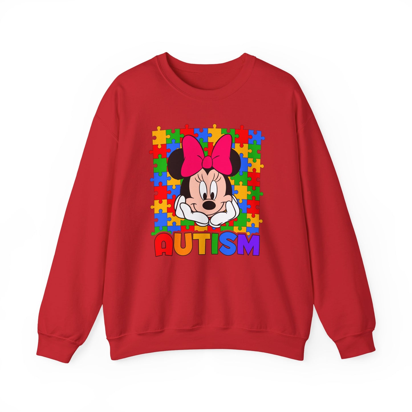 Autism Awareness Sweatshirt — Rainbow Puzzle Heart Character Design