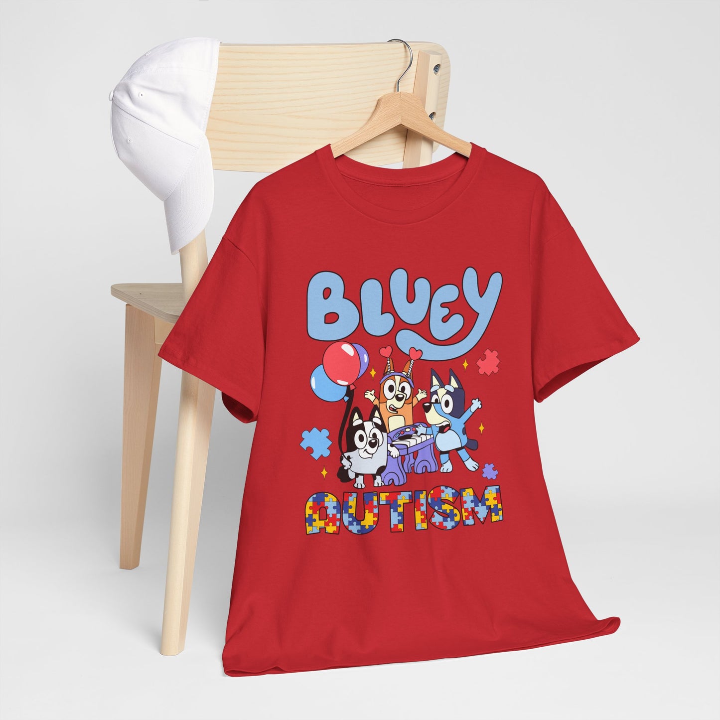 Bluey Autism Puzzle-Pattern T-Shirt