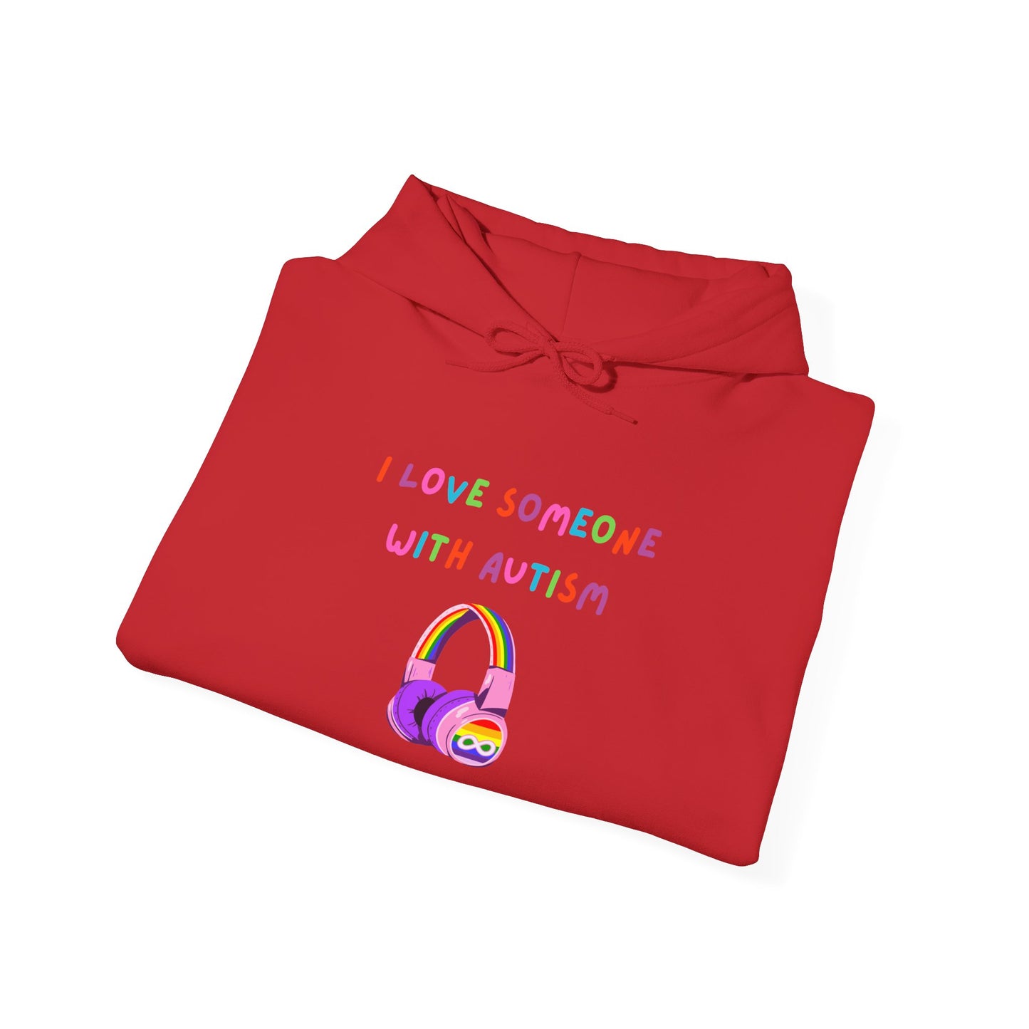 Autism Support Hoodie — "I Love Someone With Autism" Colorful Headphones Design