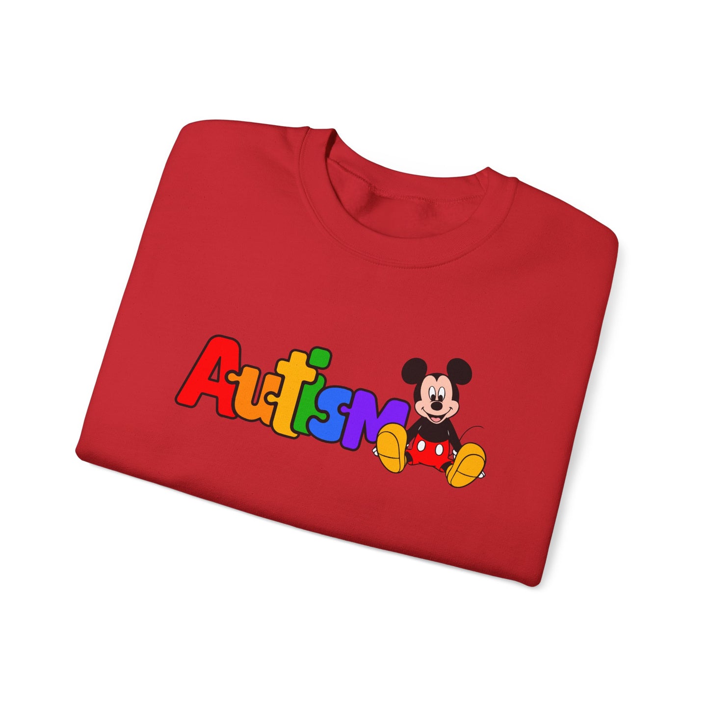 Autism Pride Crewneck Sweatshirt — Colorful Puzzle Text Design