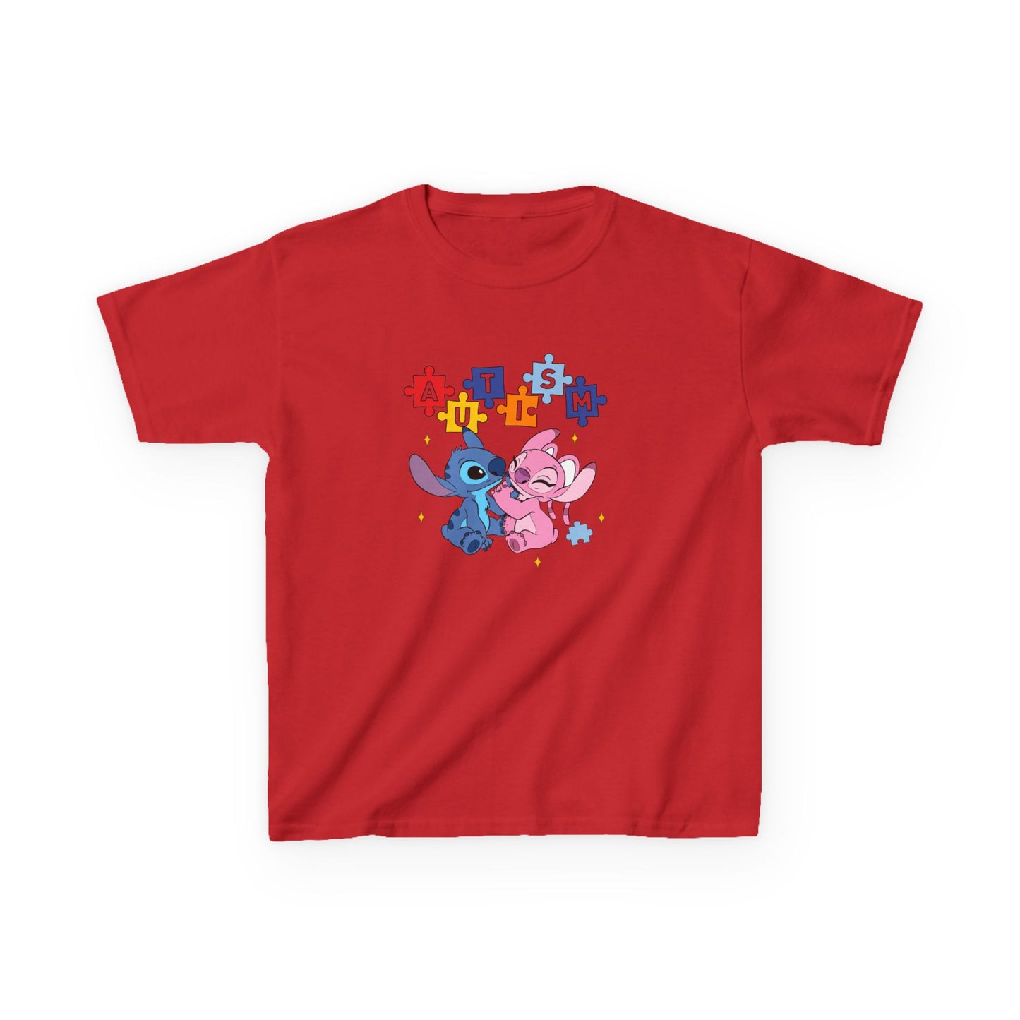 Kids Tee — Cute Stitch & Angel Heart Puzzle Design