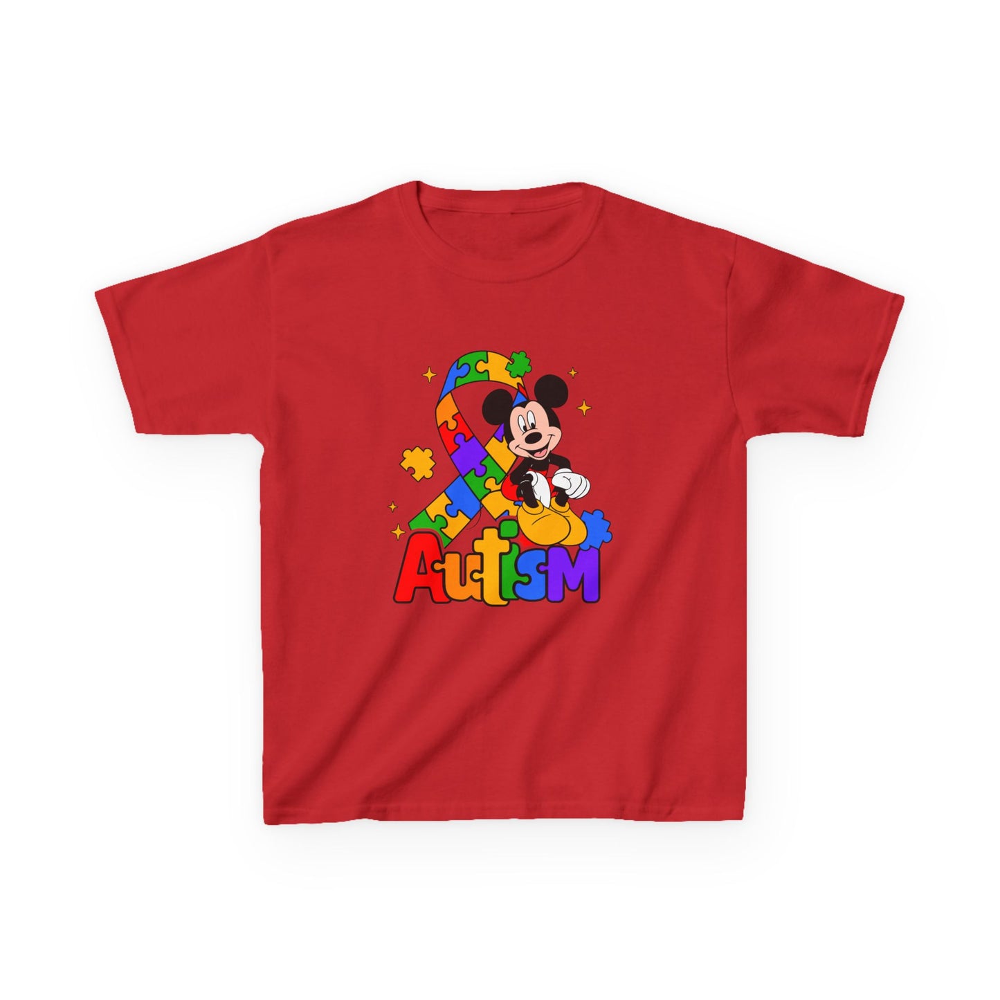 Kids Autism Awareness T-Shirt — Colorful Puzzle Ribbon Design