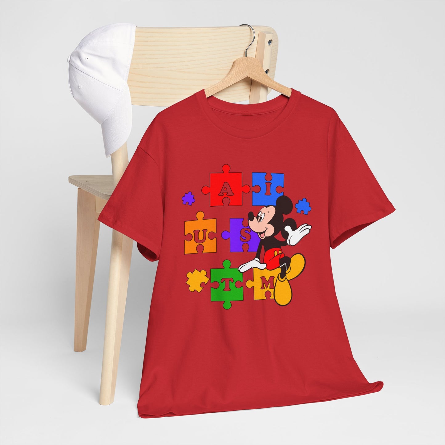 Autism Puzzle Mickey T-Shirt — Colorful Puzzle Pieces "AUTISM" Design