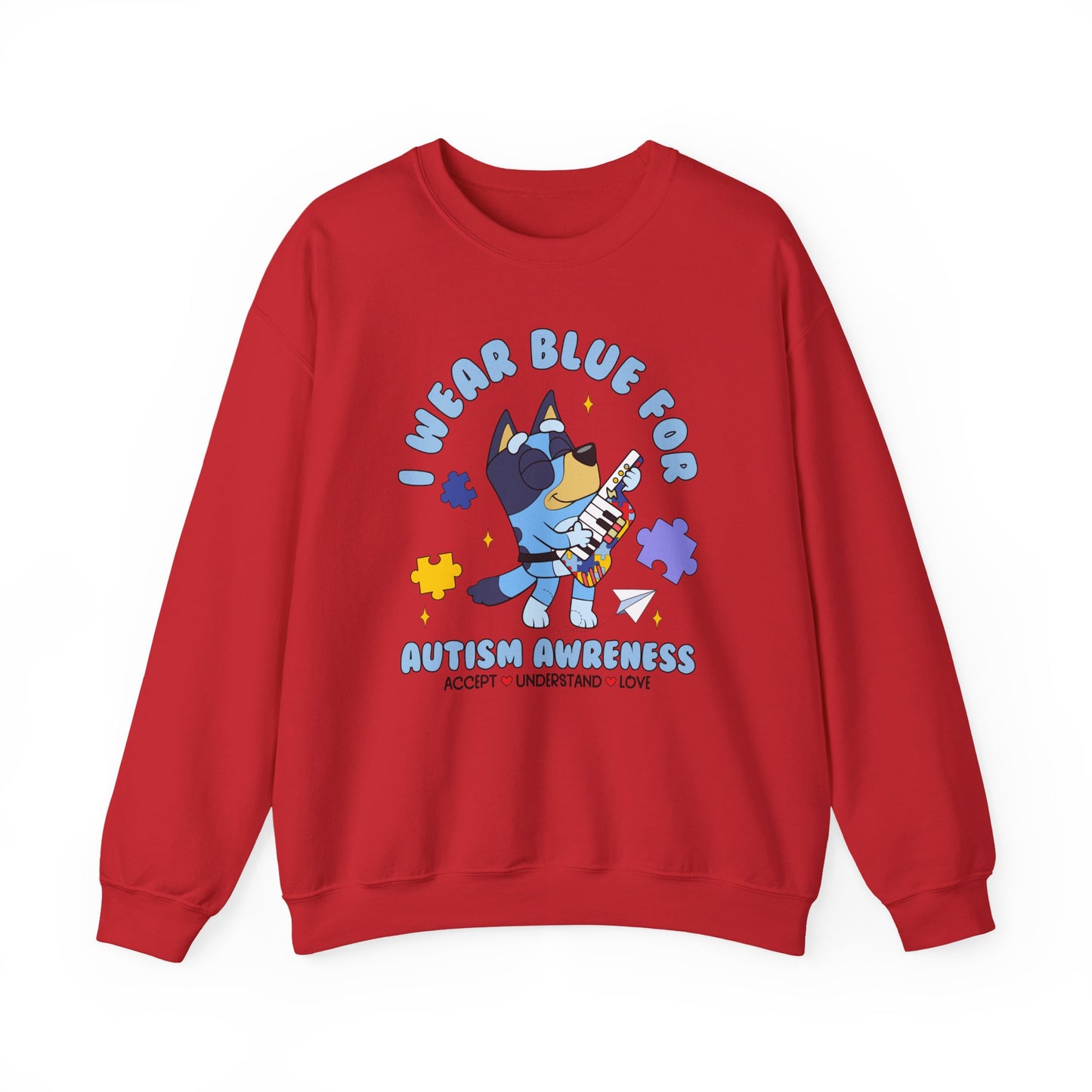 Autism Awareness Crewneck — "I Wear Blue for Autism Awareness" Sweatshirt