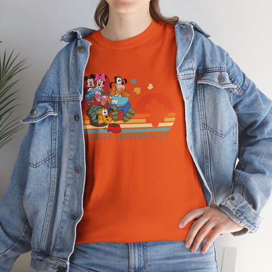 Embrace Differences Tee — Inclusive Retro Pride Graphic T-Shirt