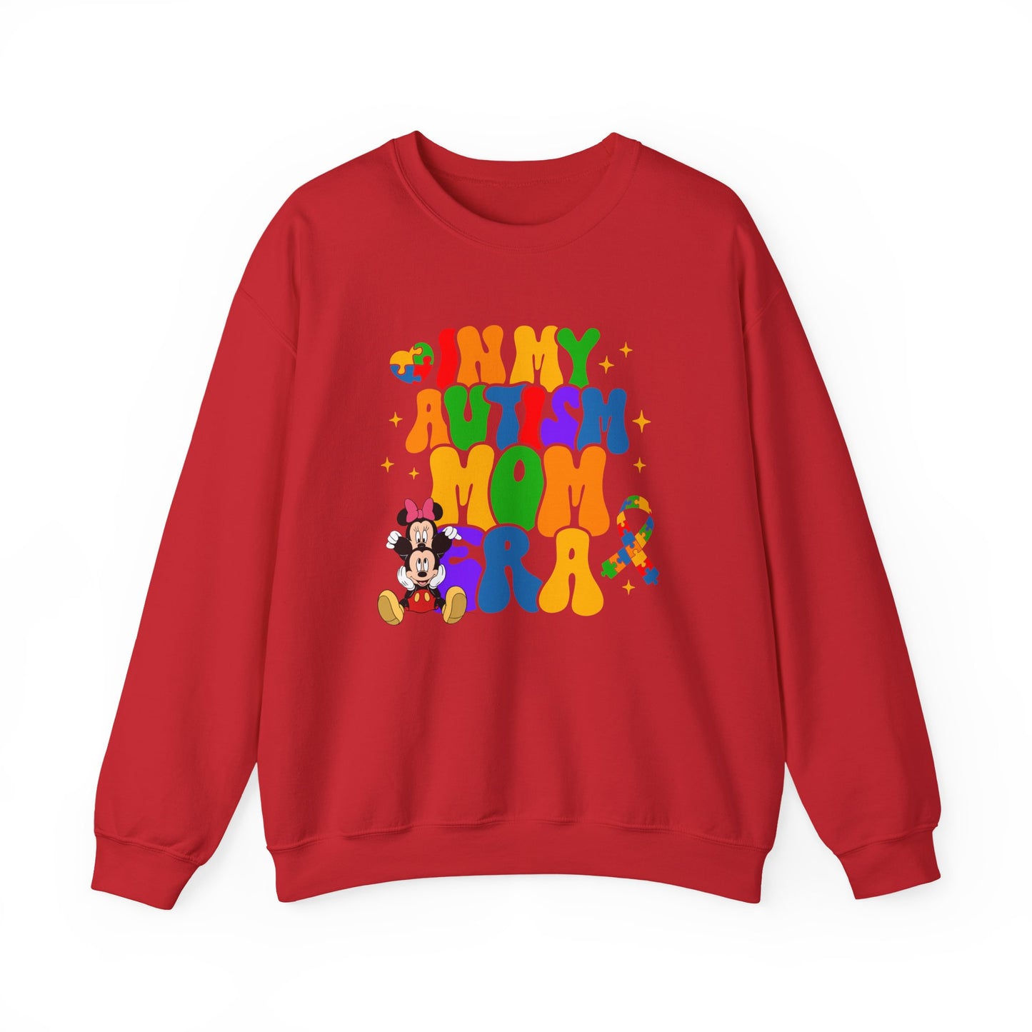 Autism Mom Crewneck Sweatshirt – Colorful Puzzle Ribbon Awareness Pullover