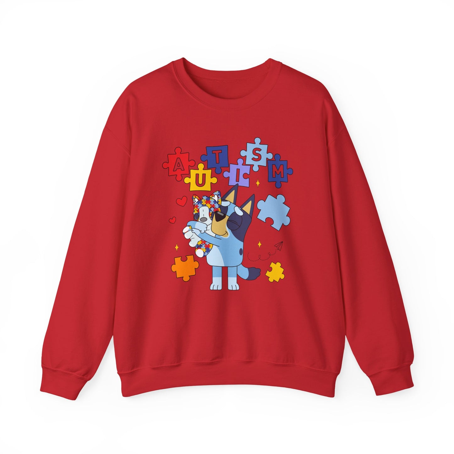 Autism Awareness Puzzle Bluey Paw Crewneck Sweatshirt