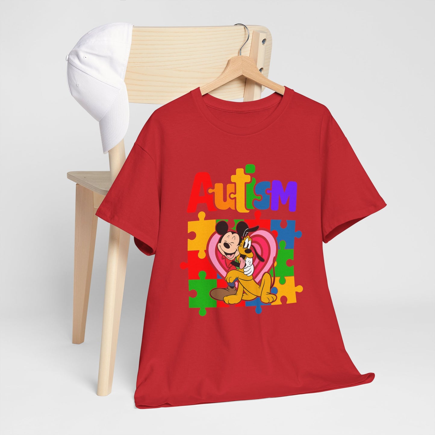 Autism Awareness Puzzle Heart T-Shirt — Colorful Mickey Support Tee