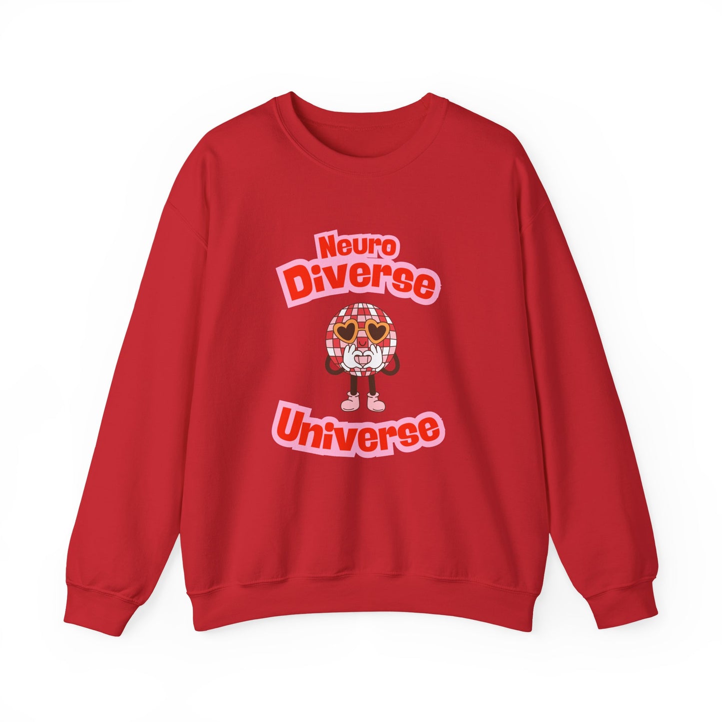 Neuro Diverse Universe Sweatshirt — Cute Brain Character Autism Pride Crewneck