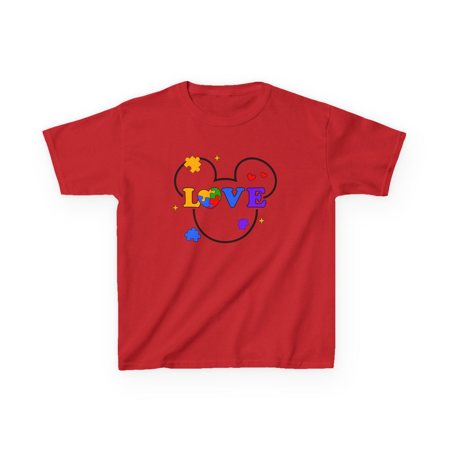 Kids Tee — Colorful Puzzle Heart "LOVE" Autism Awareness Shirt