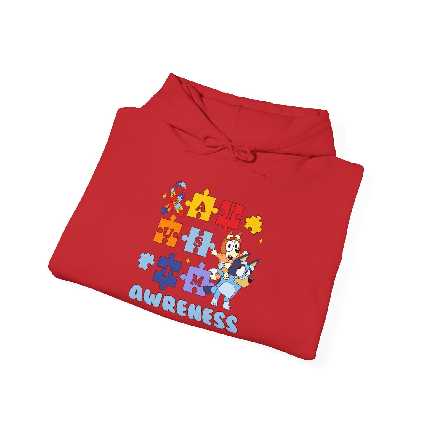 Autism Awareness Hoodie – Bluey Puzzle Ribbon Design