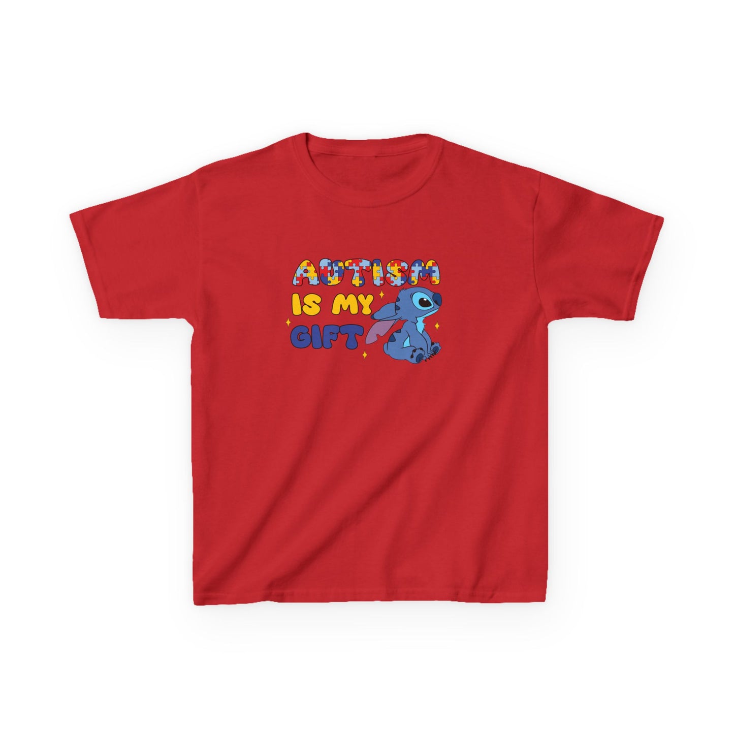 Kids T-Shirt — "Autism Is My Gift" Colorful Puzzle Heart Design