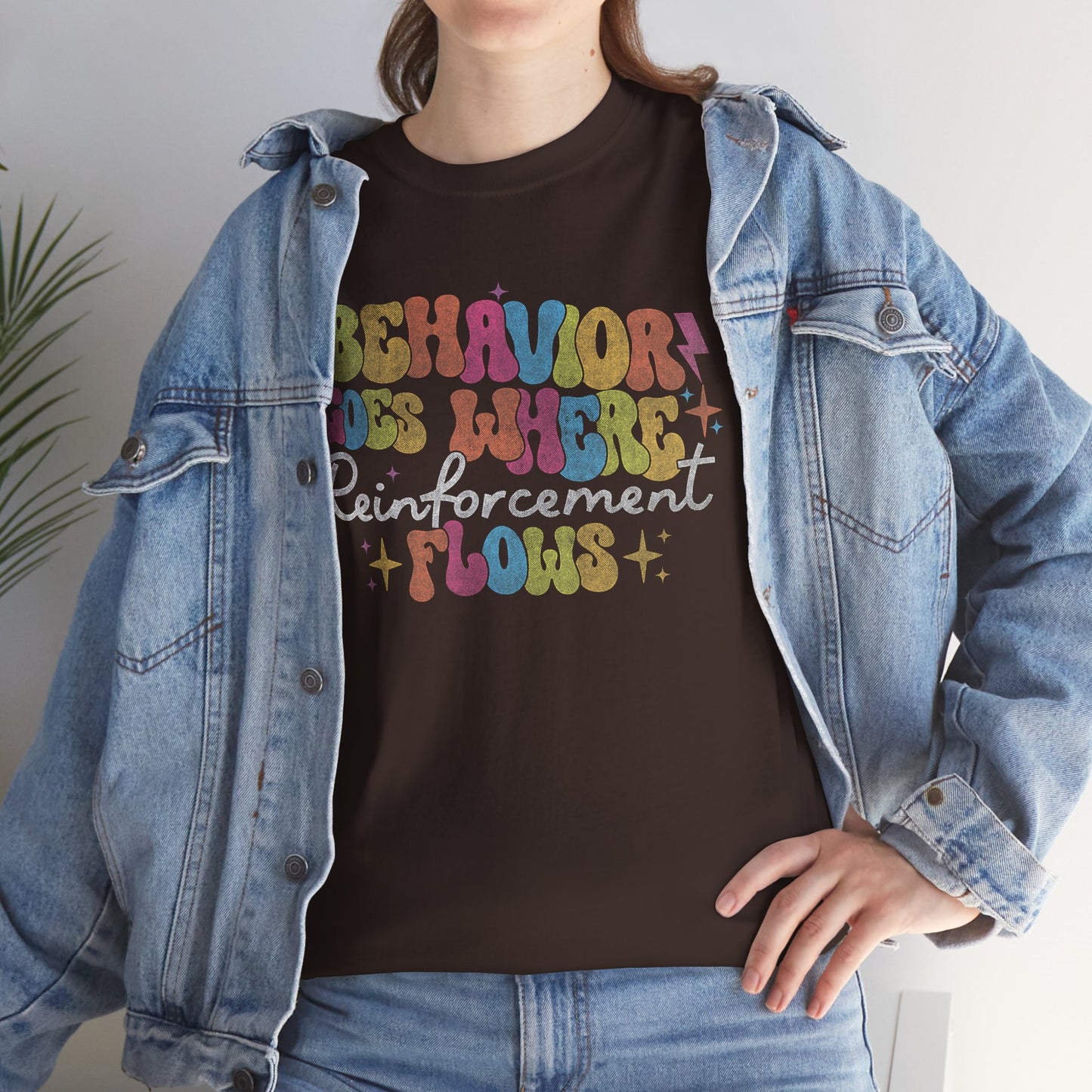 Behavior Codes Where? Reinforcement Flows T-Shirt — Retro Psychedelic Behavioral Therapist Tee