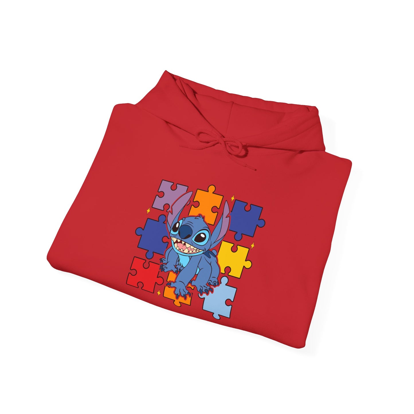 Autism Puzzle Heart Hoodie — Cute Blue Character Puzzle Piece Awareness Sweatshirt