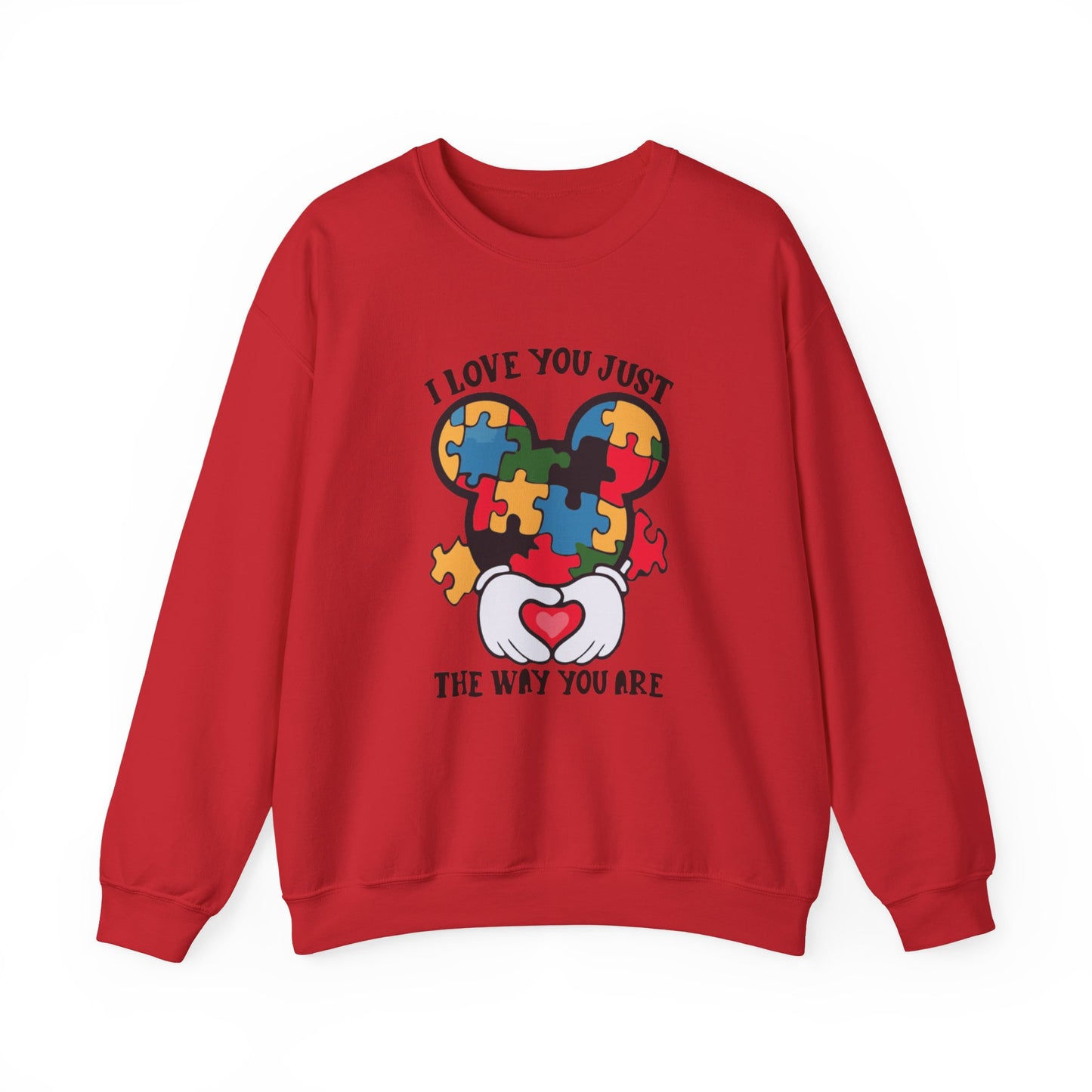 Autism Puzzle Heart Sweatshirt — "I Love You Just The Way You Are" Crewneck