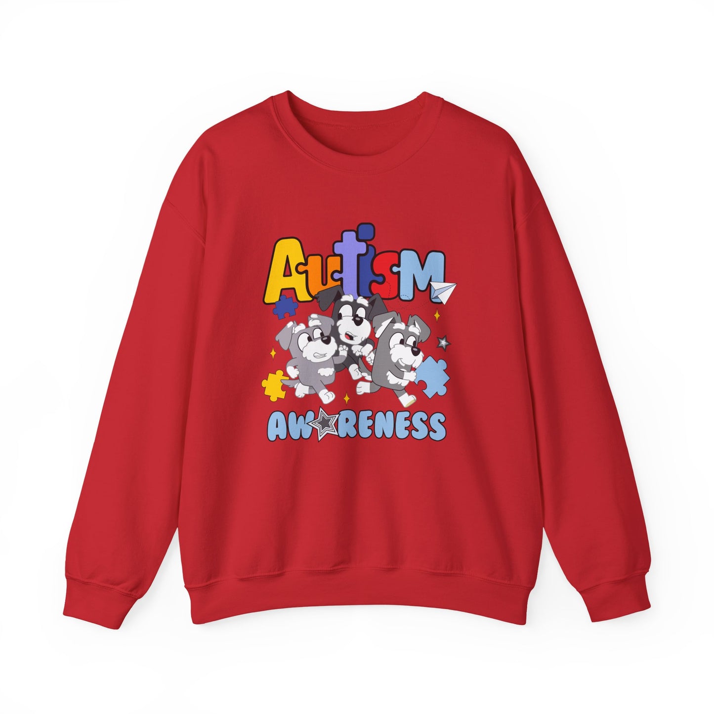 Autism Awareness Crewneck Sweatshirt – Colorful Puzzle Piece Design