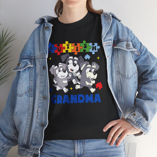 Grandma Paw-some Autism Awareness Tee — Puzzle Dogs Autism Grandma Shirt