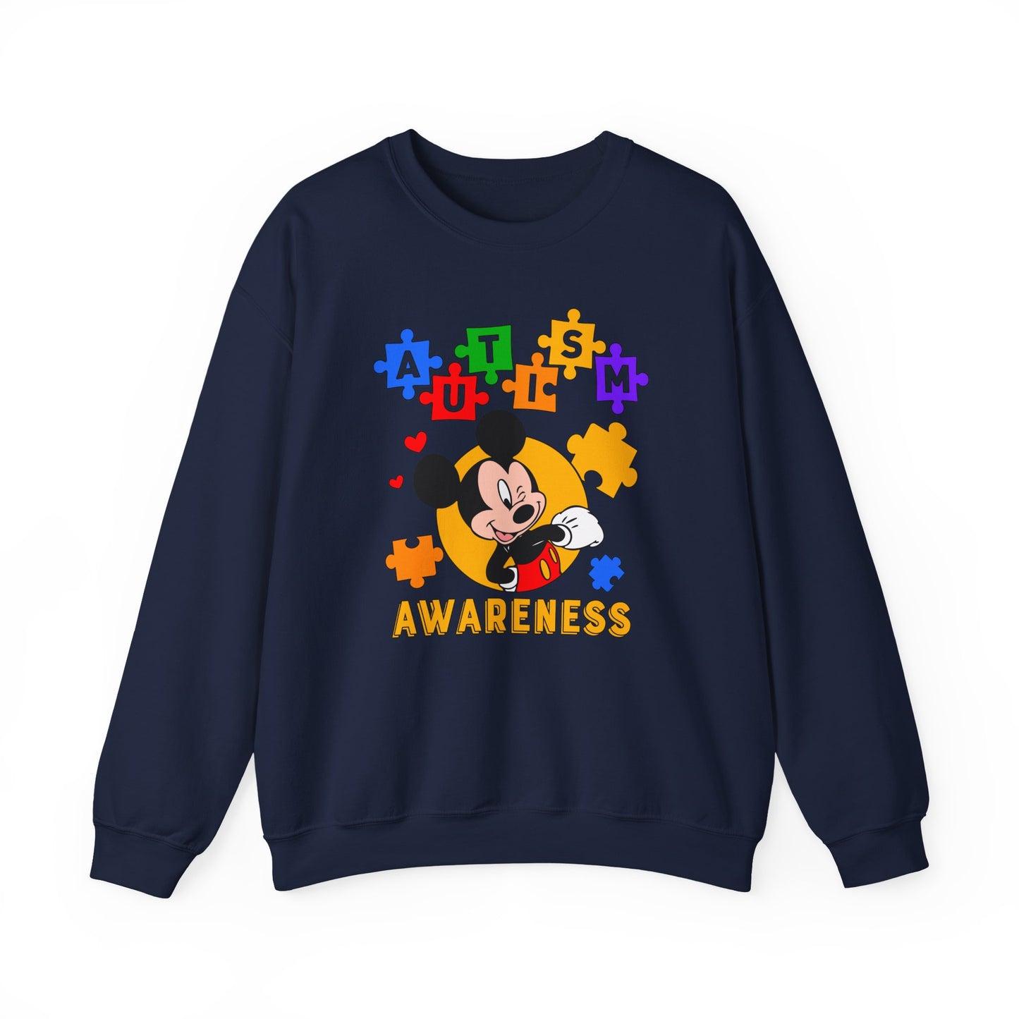 Autism Awareness Crewneck Sweatshirt — Puzzle Heart Character Design