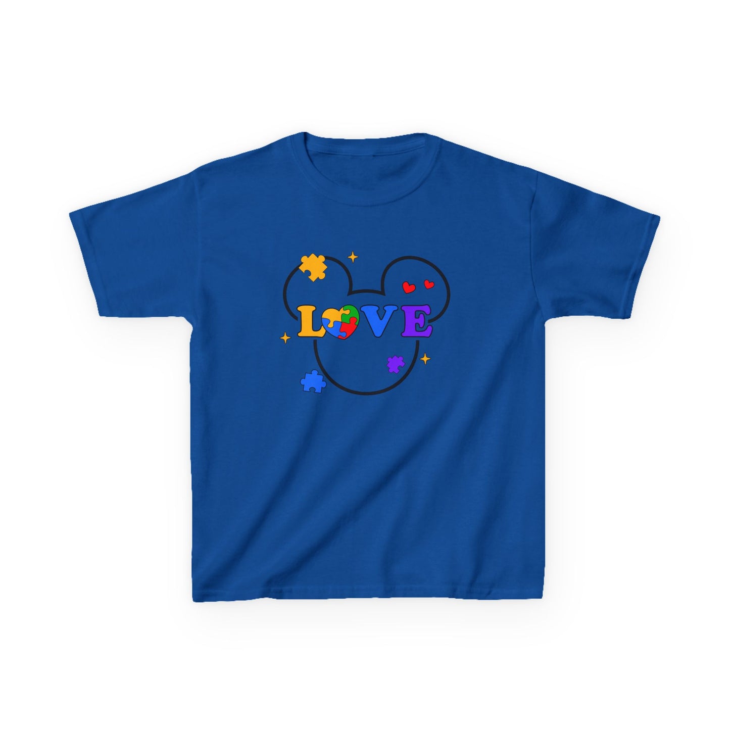Kids Tee — Colorful Puzzle Heart "LOVE" Autism Awareness Shirt