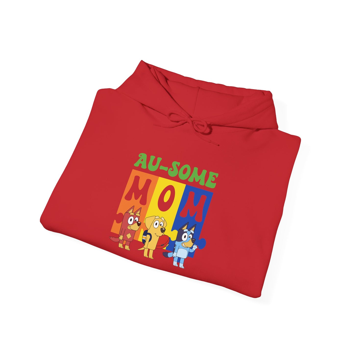 Au-some Mom Hoodie — Colorful Puzzle Piece Autism Awareness Sweatshirt