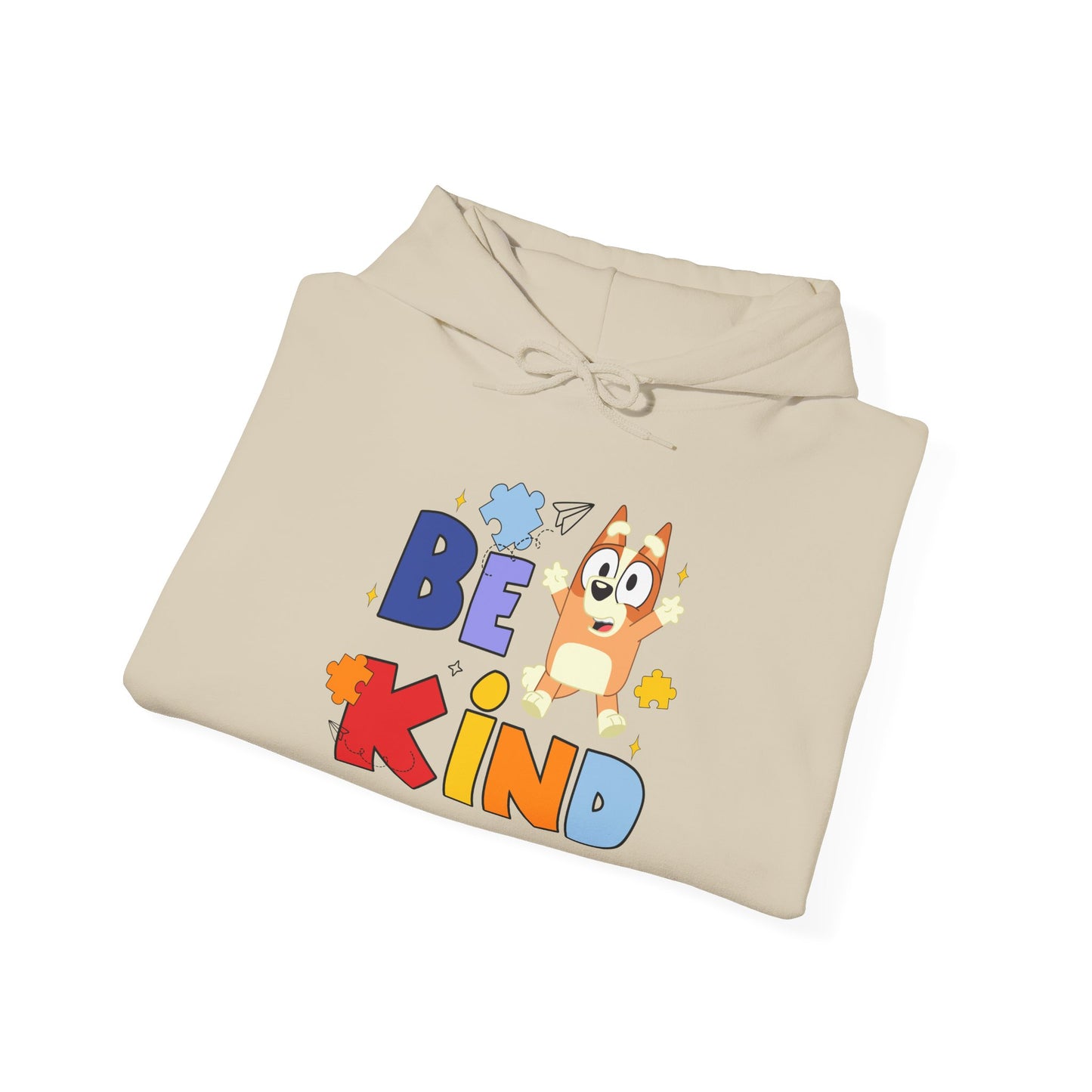 Be Kind Kids Hoodie – Colorful Cartoon Puppy Graphic Hoodie