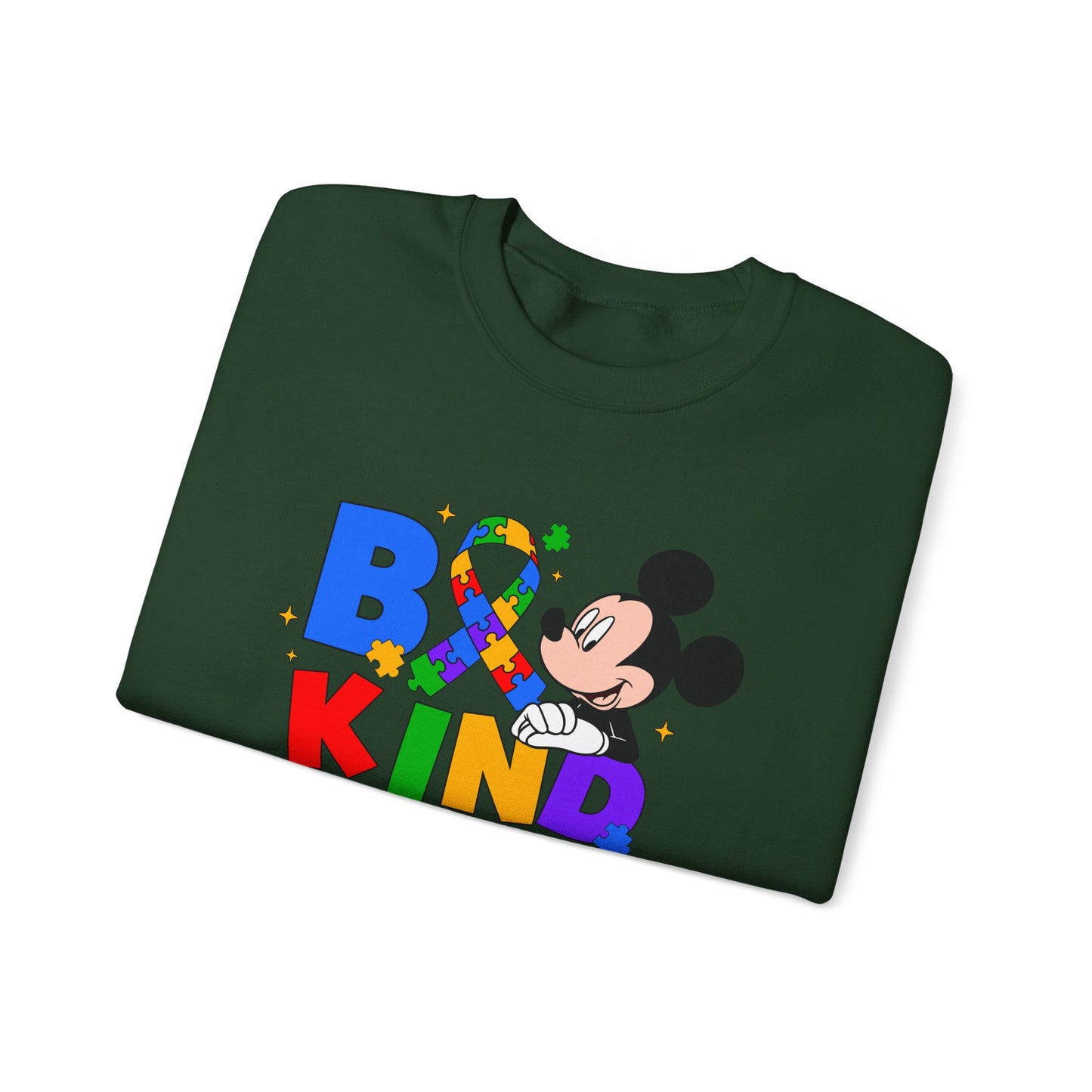 Be Kind Crewneck Sweatshirt - Colorful Awareness Ribbon Design