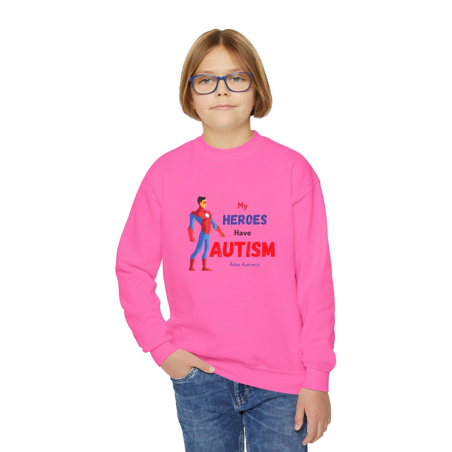 Youth Crewneck Sweatshirt - My Heroes Have Autism