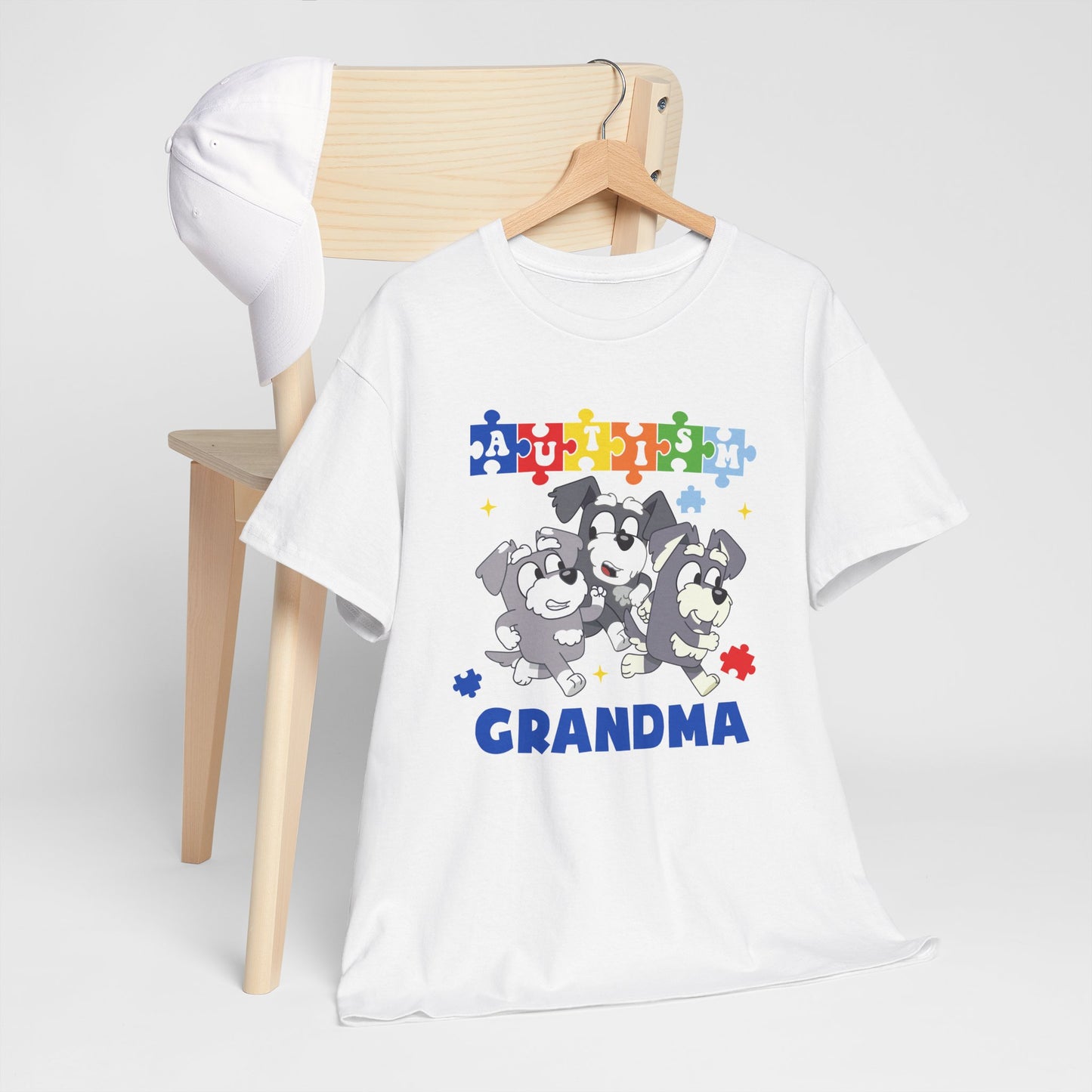Grandma Paw-some Autism Awareness Tee — Puzzle Dogs Autism Grandma Shirt