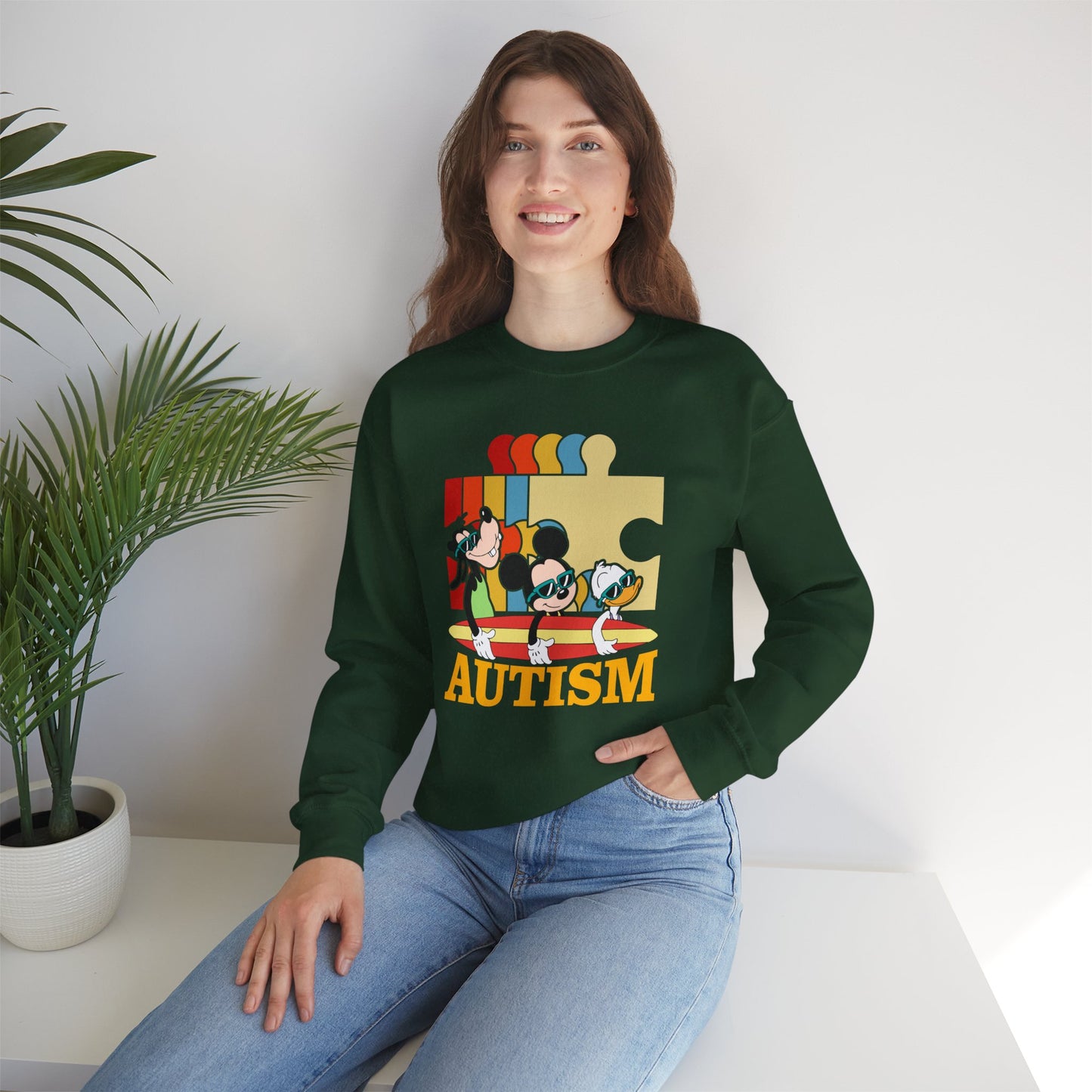 Autism Awareness Crewneck Sweatshirt – Colorful Puzzle Design