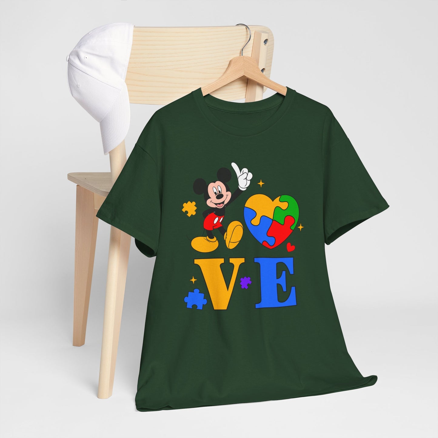 Kid-Friendly Love Puzzle Tee with Cartoon Mouse