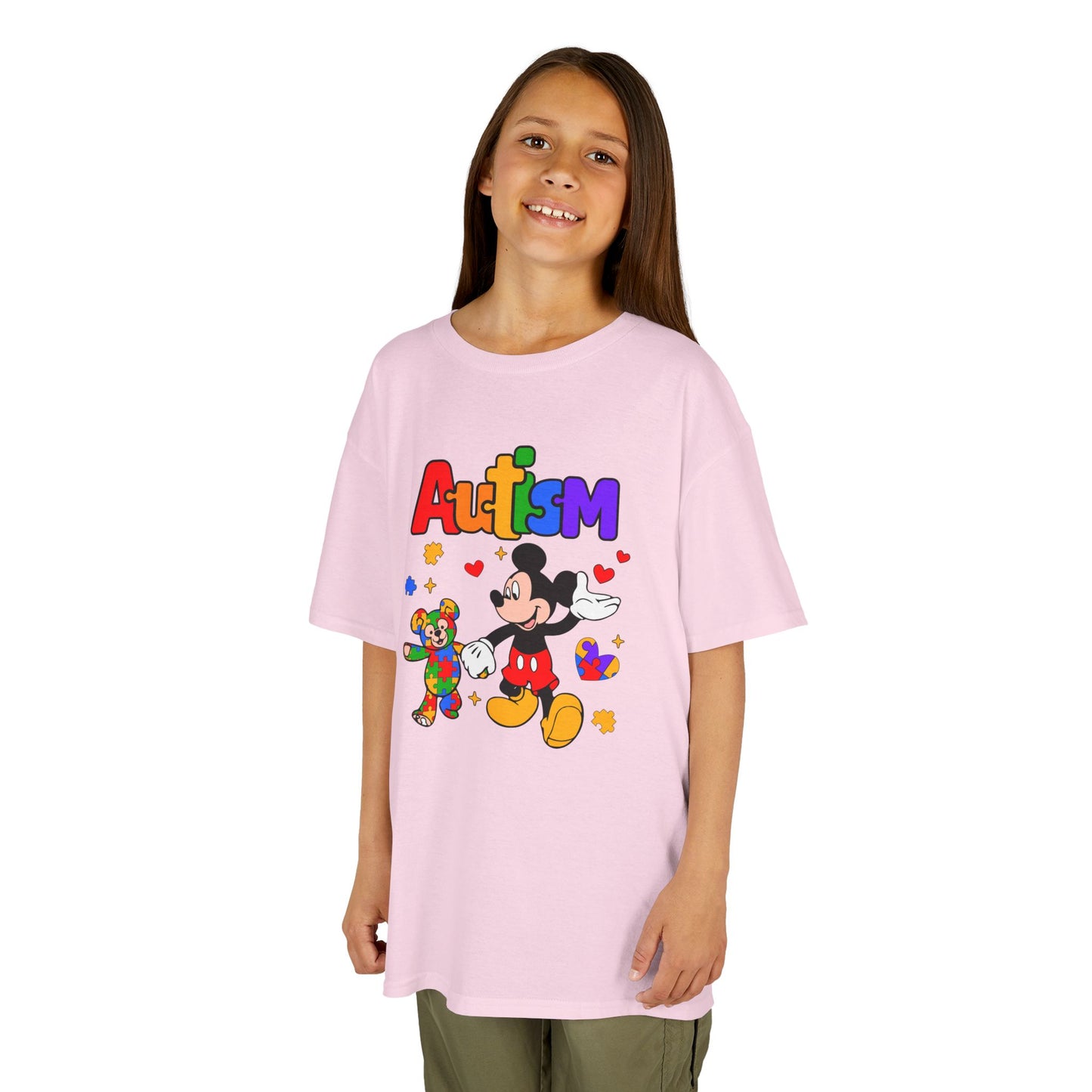 Kids Autism Awareness T‑Shirt — Colorful Puzzle & Friendly Character Design