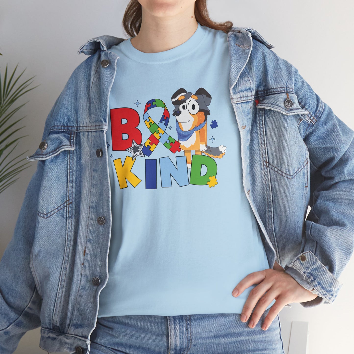 Be Kind Bluey Family T-Shirt — Colorful Rainbow Letters with Cute Design