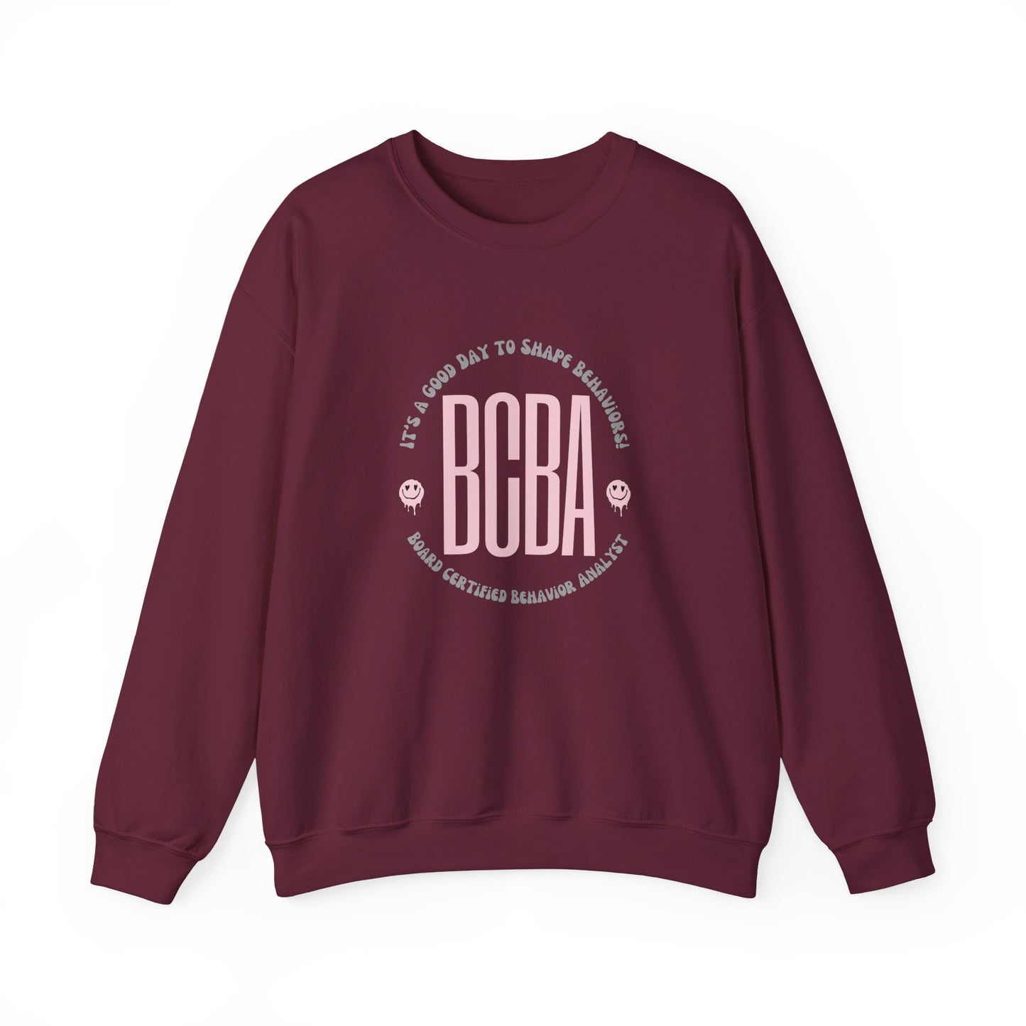 BCBA Crewneck Sweatshirt — ‘It’s a Good Day to Shape Behaviors’ Pink Logo