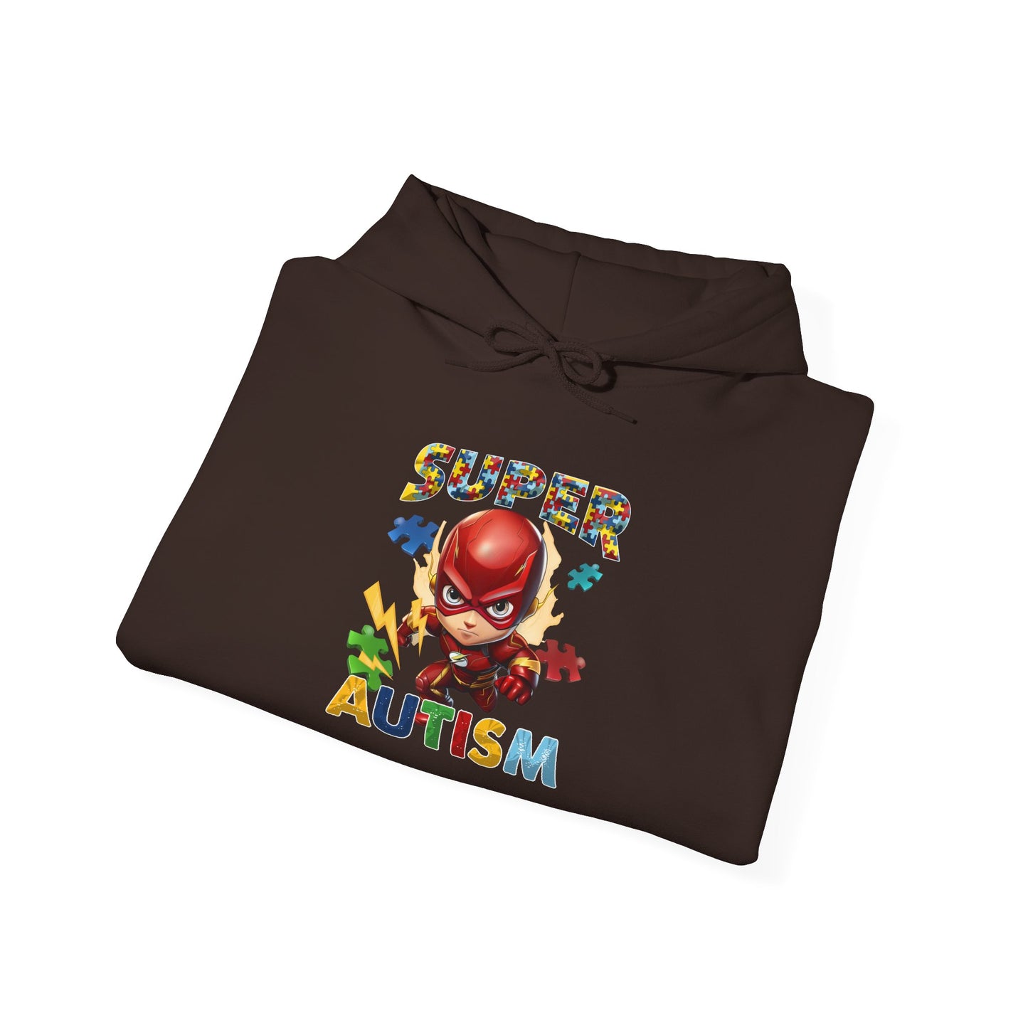 Autism Awareness Hoodie — "Super Autism" Colorful Puzzle Hero Sweatshirt