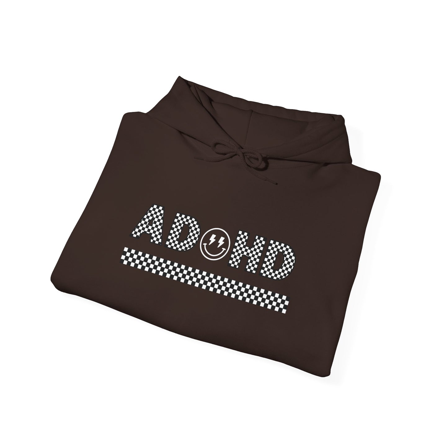 ADHD Smile Checkerboard Hoodie — Retro Graphic ADHD Awareness Pullover