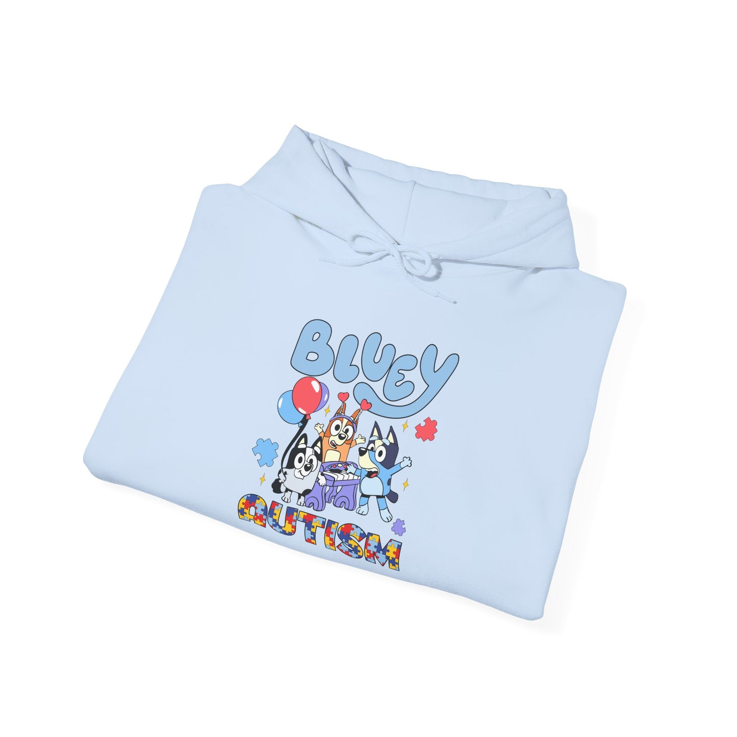 Autism Awareness Hoodie — 'Bluey for Autism' Cartoon Support Pullover