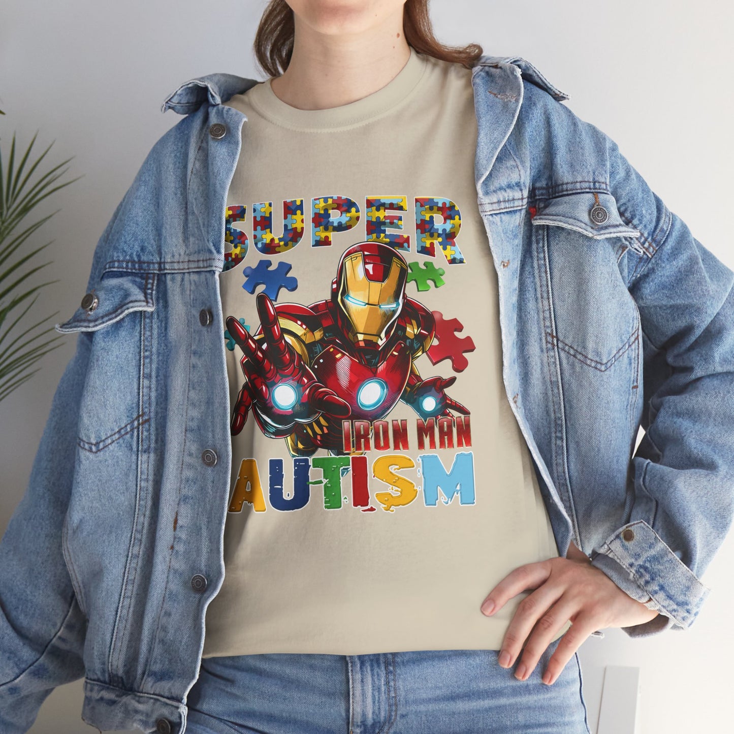 Autism Awareness Iron Man Tee — “Super Autism” Puzzle Piece Superhero Shirt