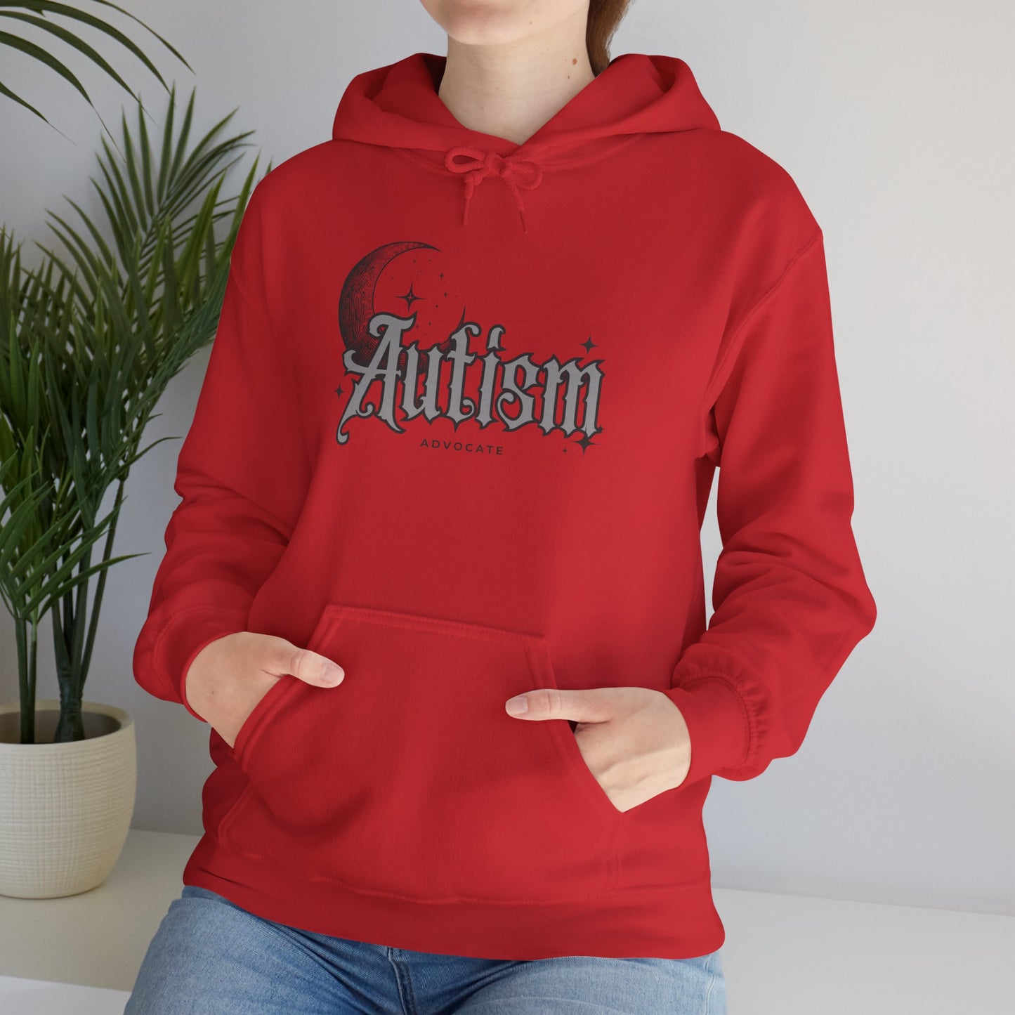 Autism Moon Hoodie — Gothic Script Awareness Sweatshirt