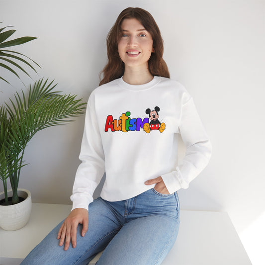 Autism Pride Crewneck Sweatshirt — Colorful Puzzle Text Design