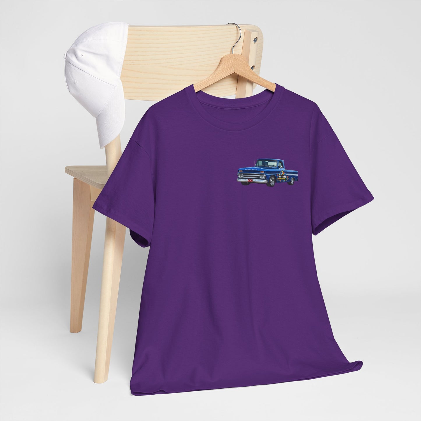Tim’s Truck Tee- Autism Awareness Truck T-Shirt — Vintage Pickup Puzzle Ribbon Tee