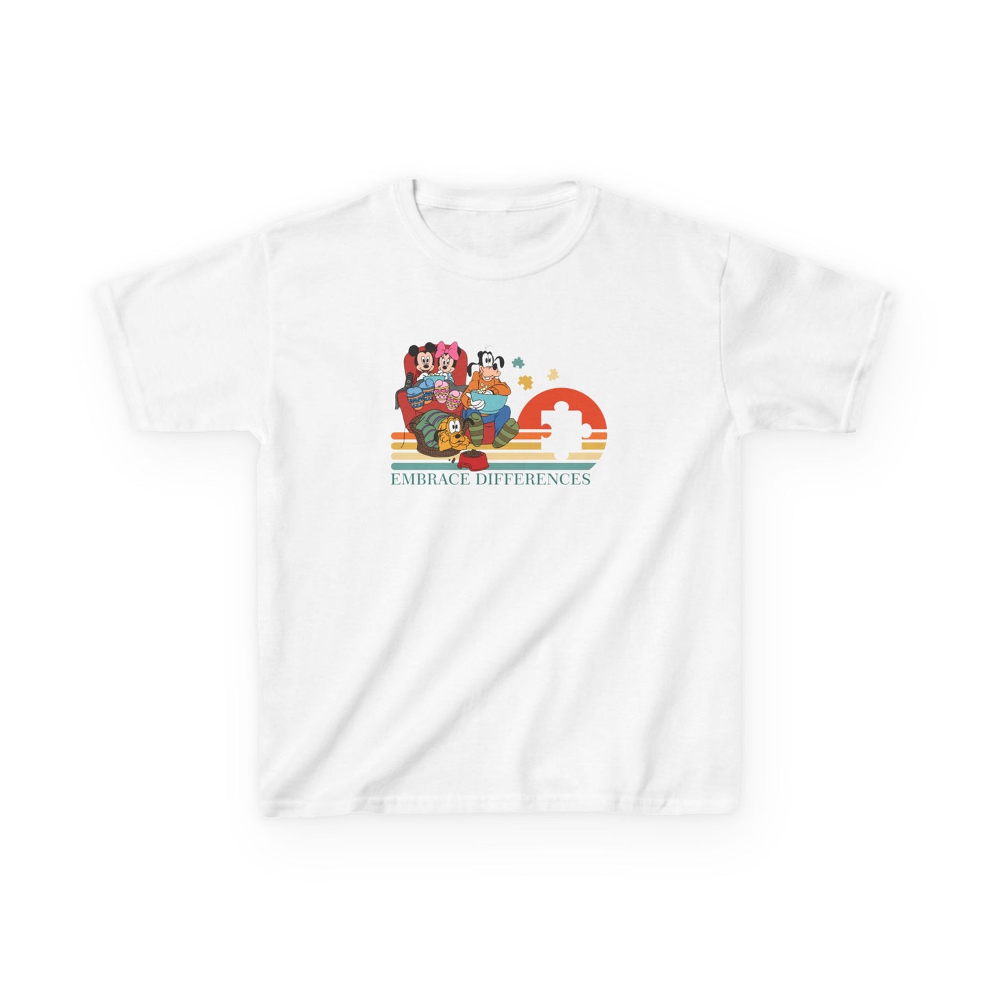 Kids Tee — Colorful Retro Animal Parade "I Embrace Differences"