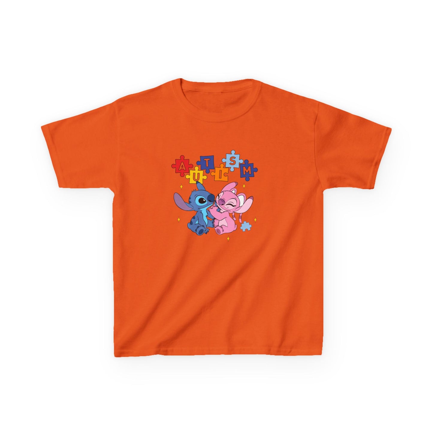Kids Tee — Cute Stitch & Angel Heart Puzzle Design