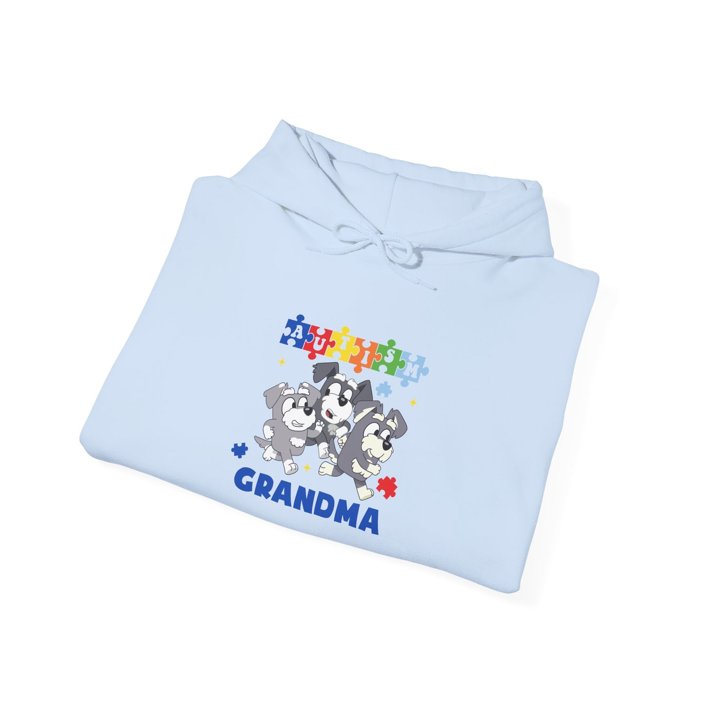 Grandma Puzzle Paw Print Hoodie — Cute Rescue Dog Grandma Gift
