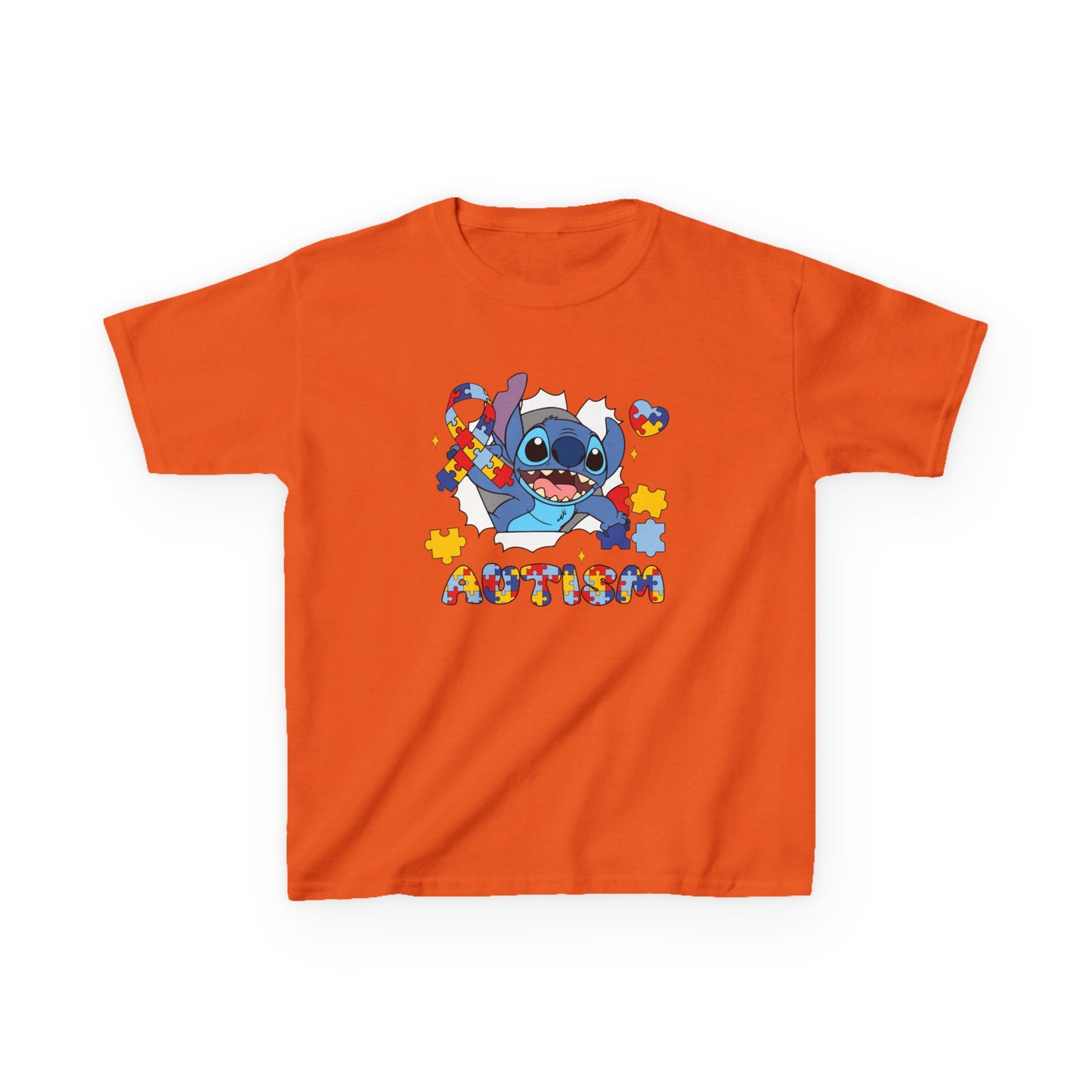 Kids Tee — Cute Stitch Autism Puzzle Heart Design